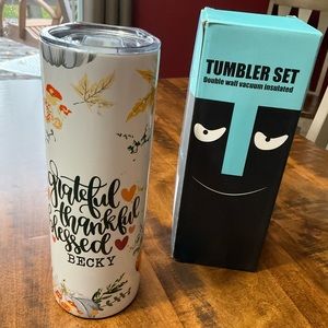 🍁Cute Fall/Autumn skinny drinking tumbler!personalized with BECKY!